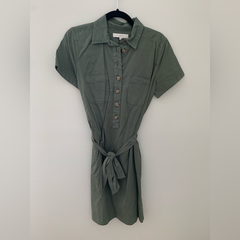LOFT Olive Green Midi Dress